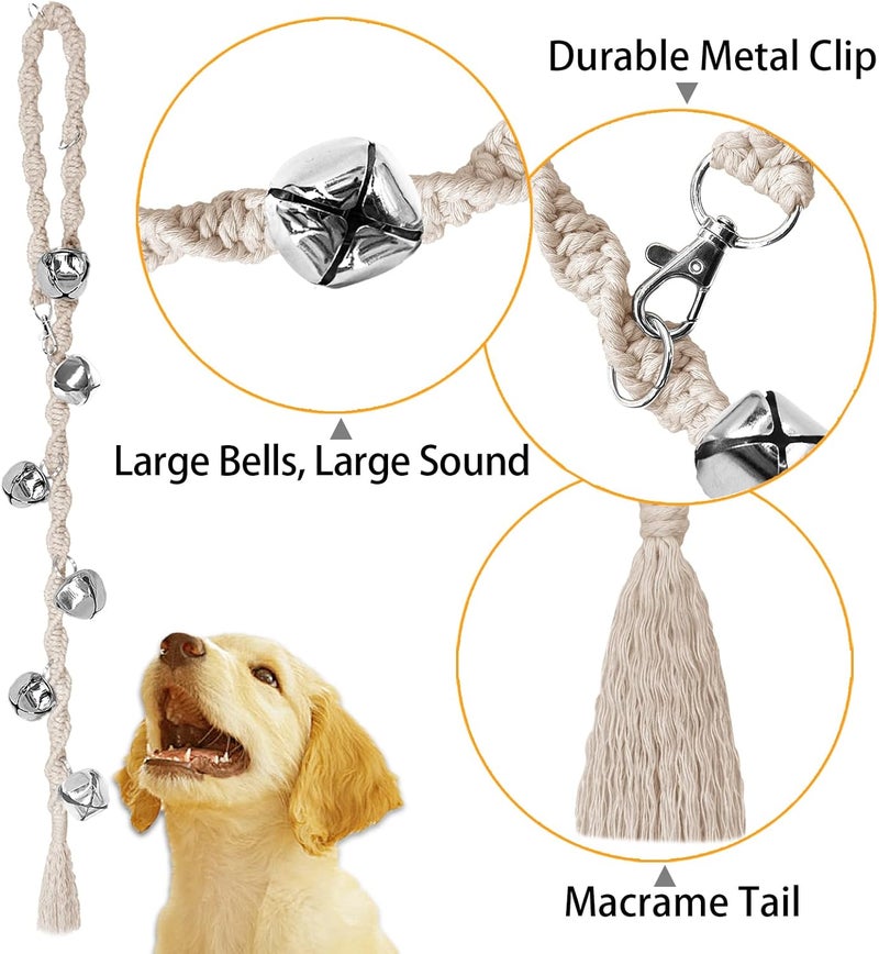 GINIDEAR Dog Bells to Go Outside & Puppy Potty Training, Adjustable Dog Door Bell Ring to Go Potty, Handmade with Premium Yarn. Twisted Style, Beige 2 Count - Image 2